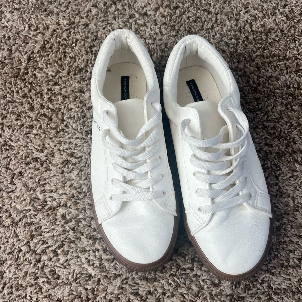 French Connection White Leather Sneakers
